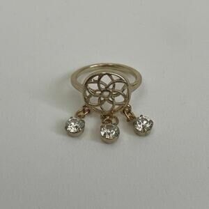Gold Mandala Rhinestone Dangle Ring